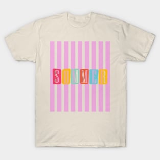 Summer - Pink Stripes on - T-Shirt